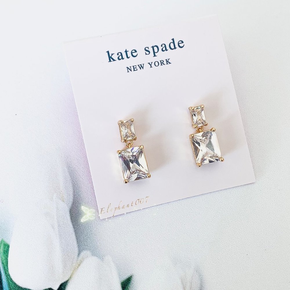 Kate Spade 18K Gold Crystal Double Drop Earrings
